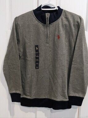 U.S. Polo Association Boys Quarter Zip Gray Heather Size Large 10-12 Brand New